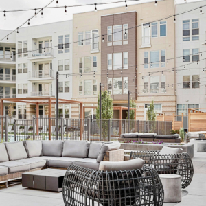 outdoor seating area | 7575 Town Center Apartments